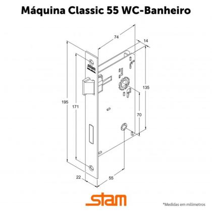 Imagem de Fechadura IX420 55 mm Roseta Quadrada 2 Inox Escovado WC - Stam