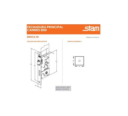 Imagem de Fechadura kit rolete pivotante stam 800 cromada + travas tetra chave quadrada rq1 mesmo segredo