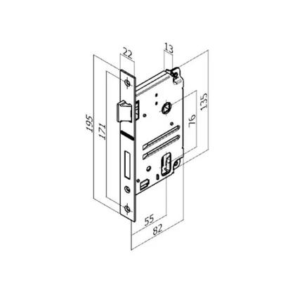 Imagem de Fechadura Pali Reta Banheiro Espelho Cromado 55mm Soprano