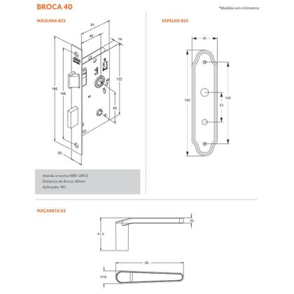 Imagem de Fechadura Para Banheiro Fano 823/03 Espelho Inox Polido Stam