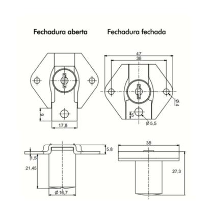 Imagem de Fechadura Para Gaveta 22mm Cano Curto Com Chave Fixa