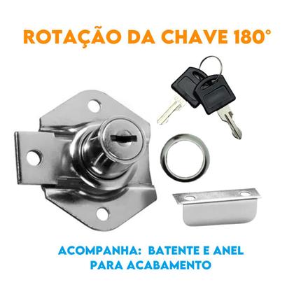 Imagem de Fechadura Para Gaveta 22mm Cano Curto Com Chave Fixa