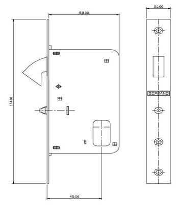 Imagem de Fechadura Para Porta de Correr Externa Espelho Oval Cromado 45mm Soprano
