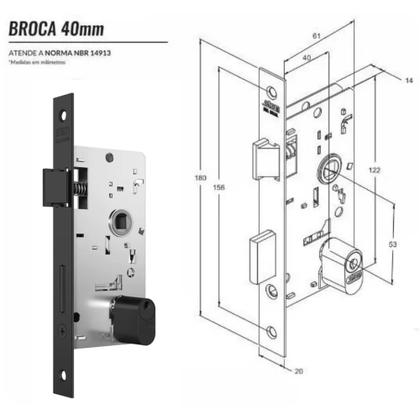 Imagem de Fechadura para Porta de Madeira Interna Externa Preto Fosco 804/33