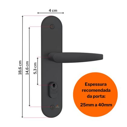 Imagem de Fechadura para Porta de Madeira Interna Externa Preto Fosco 804/33