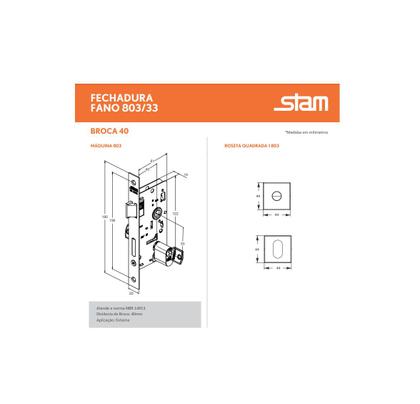 Imagem de Fechadura para porta externa stam 803/33 c/cilindro acetinada fosco quadrada 40mm