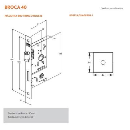 Imagem de Fechadura Para Porta Pivotante Rolete 800 Roseta Quadrada Aço Preto Stam