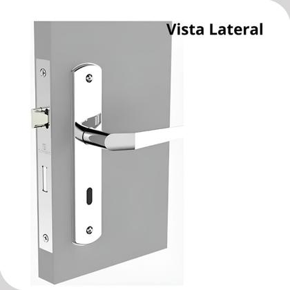 Imagem de Fechadura Para Porta Reta Cromada Quarto Banheiro ESP26 (40X53) Prata