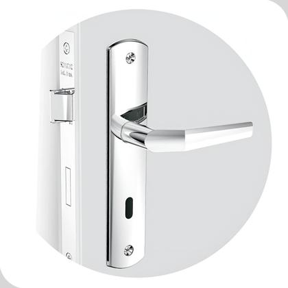 Imagem de Fechadura Para Porta Reta Cromada Quarto Banheiro ESP26 (40X53) Prata