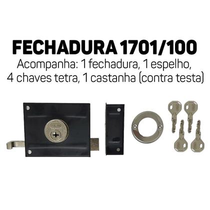 Imagem de Fechadura Para Portão Stam 1701/ 100 Inox Tetra 4 Chaves