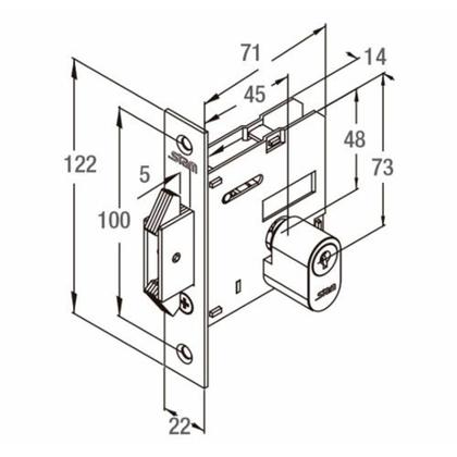 Imagem de Fechadura para portas de correr com bico duplo 1006 Escovada Arouca