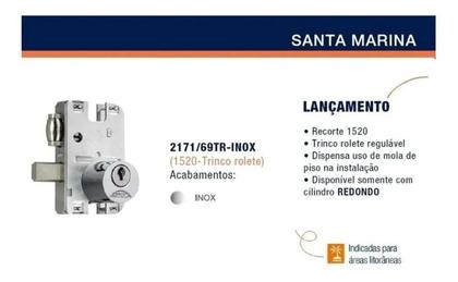 Imagem de Fechadura Pivotante Rolete Trinco Porta Vidro Inox Blindex