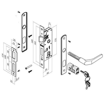 Imagem de Fechadura Popline Reta Externa Cromada ESD26 40x53 PY45 Soprano
