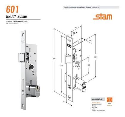 Imagem de Fechadura Porta Alumínio Stam Externo 601-602/03 - Branco
