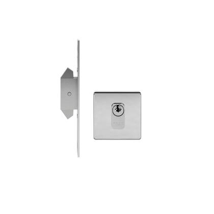 Imagem de Fechadura porta correr externa pado inox polido (cromada) trava expansiva quadrada c/ cilindro miolo tambor