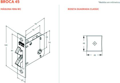 Imagem de Fechadura Porta De Correr 1006s Wc Cromada Quadrada Stam