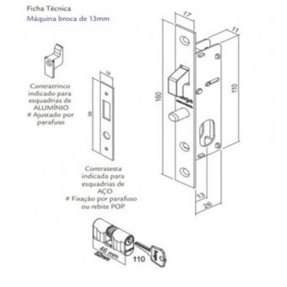 Imagem de Fechadura Porta de Correr Haga Externa Suprema Bico de Papagaio com Contratrinco - Branca