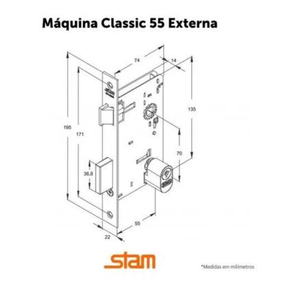 Imagem de Fechadura Porta Externa 1601/35 Cromado 55mm Stam