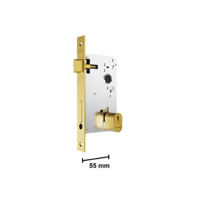 Imagem de Fechadura porta externa dourada gold stam classic 55mm redonda c/ cilindro (miolo)