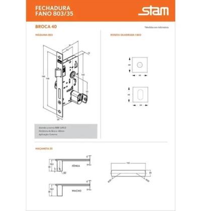 Imagem de Fechadura Porta Externa Stam 803/35 Roseta Quadrada Cromada