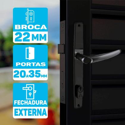 Imagem de Fechadura Porta Ferro Madeira Serralheiro Broca 22Mm Aliança