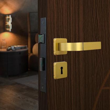 Imagem de Fechadura Porta Quarto Sala Escritório Roseta Módena Bronze Latonado Interna MGM