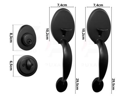 Imagem de Fechadura Porta Retrô Blim Blim Alça Dupla Preto Fosco