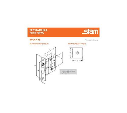 Imagem de Fechadura rolete banheiro wc pivotante stam 1025 quadrada preta preto 45 mm