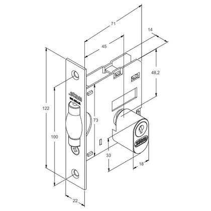Imagem de Fechadura Rolete para Porta Pivotante 1005 Roseta Quadrada Dourada Gold 45mm Stam