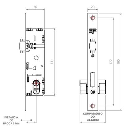 Imagem de Fechadura Rolete Perfil Estreito 21mm Cilindro 50mm Branco 522R51BR-ED 3F