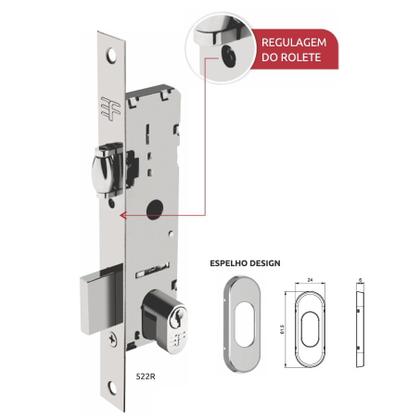 Imagem de Fechadura Rolete Perfil Estreito 21mm Cilindro 50mm Branco 522R51BR-ED 3F