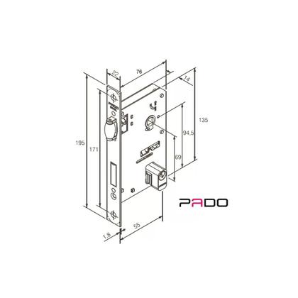 Imagem de Fechadura rolete porta banheiro wc pivotante pado antique ouro velho máquina 55mm quadrada
