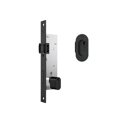 Imagem de Fechadura Rolete Preto Fosco Oval Para Porta Residencial Pivotante Externa de 25 A 40 Mm 601 Stam