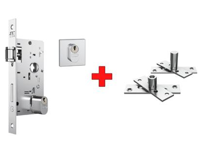 Fechadura Rolete Stam 803 Roseta Quadrada + Dobradiça Pino Pivotante 150kg Imagem de Fechadura Rolete Stam 803 Roseta Quadrada + Dobradiça Pino Pivotante 150kg