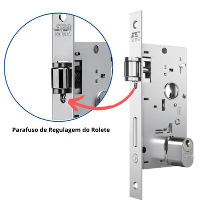 Fechadura Rolete Stam 803 Roseta Quadrada + Dobradiça Pino Pivotante 150kg Imagem de Fechadura Rolete Stam 803 Roseta Quadrada + Dobradiça Pino Pivotante 150kg
