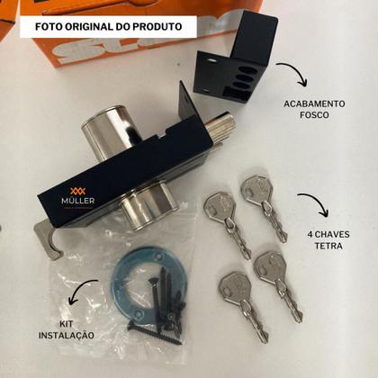 Imagem de Fechadura Sobrepor Anti-furto Stam Tetra 4 Chaves 3 Pinos Portão