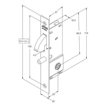 Imagem de Fechadura Stam 1940 Tetra Porta Correr Bico Papagaio Inox