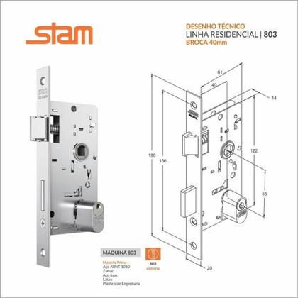 Imagem de Fechadura Stam 803/04 Externa Colonial Bola