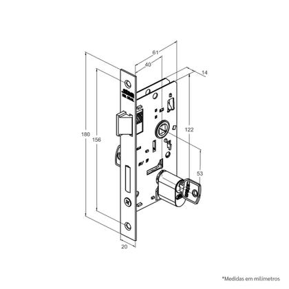 Imagem de Fechadura stam 803/39 roseta quadrada externa - preto fosco