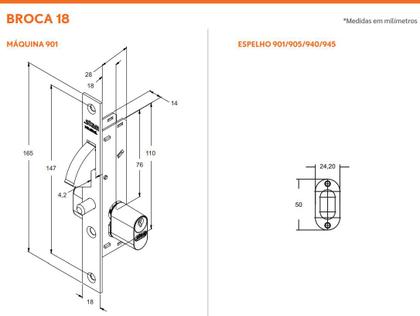 Imagem de Fechadura Stam 905 1/2 Cilindro Inox