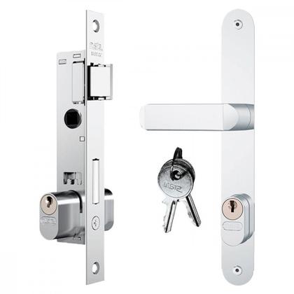 Imagem de Fechadura Stam Estreita Externa Alavanca Espelho Inox Para Perfil Aluminio - 401/07