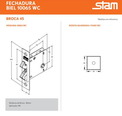 Imagem de Fechadura Stam Porta De Banheiro De Correr B. Papagaio 1006 Trinco Bico Duplo