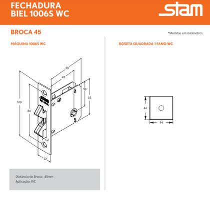 Imagem de Fechadura stam Porta de Correr banheiro Bico Papagaio duplo 1006 S preto fosco Roseta quadrada