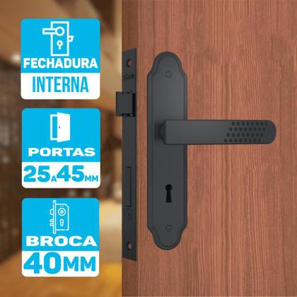 Imagem de Fechadura Stam Porta Interna 813/21 Preto Espelho 40mm