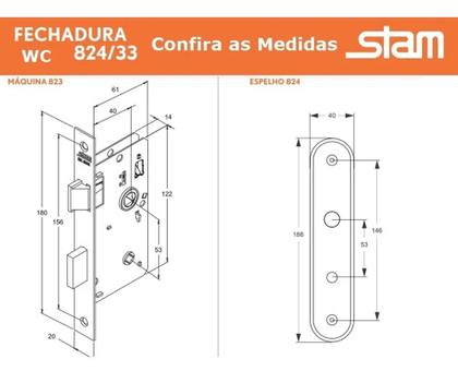 Imagem de Fechadura Stam Preta Porta De Banheiro wc 824/33 Maçaneta