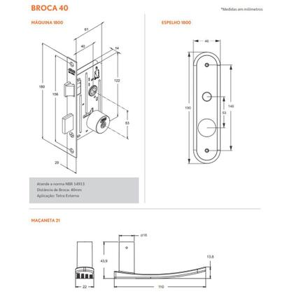 Imagem de Fechadura Tetra Externa Parma 1800/21 Espelho Inox Polido Stam