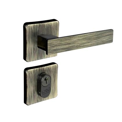 Imagem de Fechadura Topazio 40mm Com Cilindro 55mm E Maçaneta Quadrada Antique