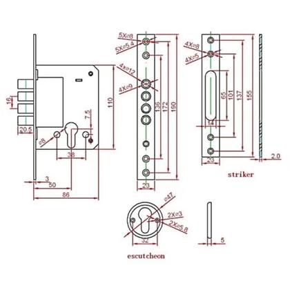 Imagem de Fechadura Trava Auxiliar Multiponto Alta Segurança F1I Quadrada Aço Inox Polido 50mm Fortezza