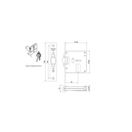 Imagem de Fechadura trava rolete porta pivotante pado inox polido cromada redonda rr2 externa ixp