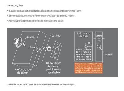 Imagem de Fecho Batom Trinco Para Portas Janelas Aço Inox Stam Esc 304